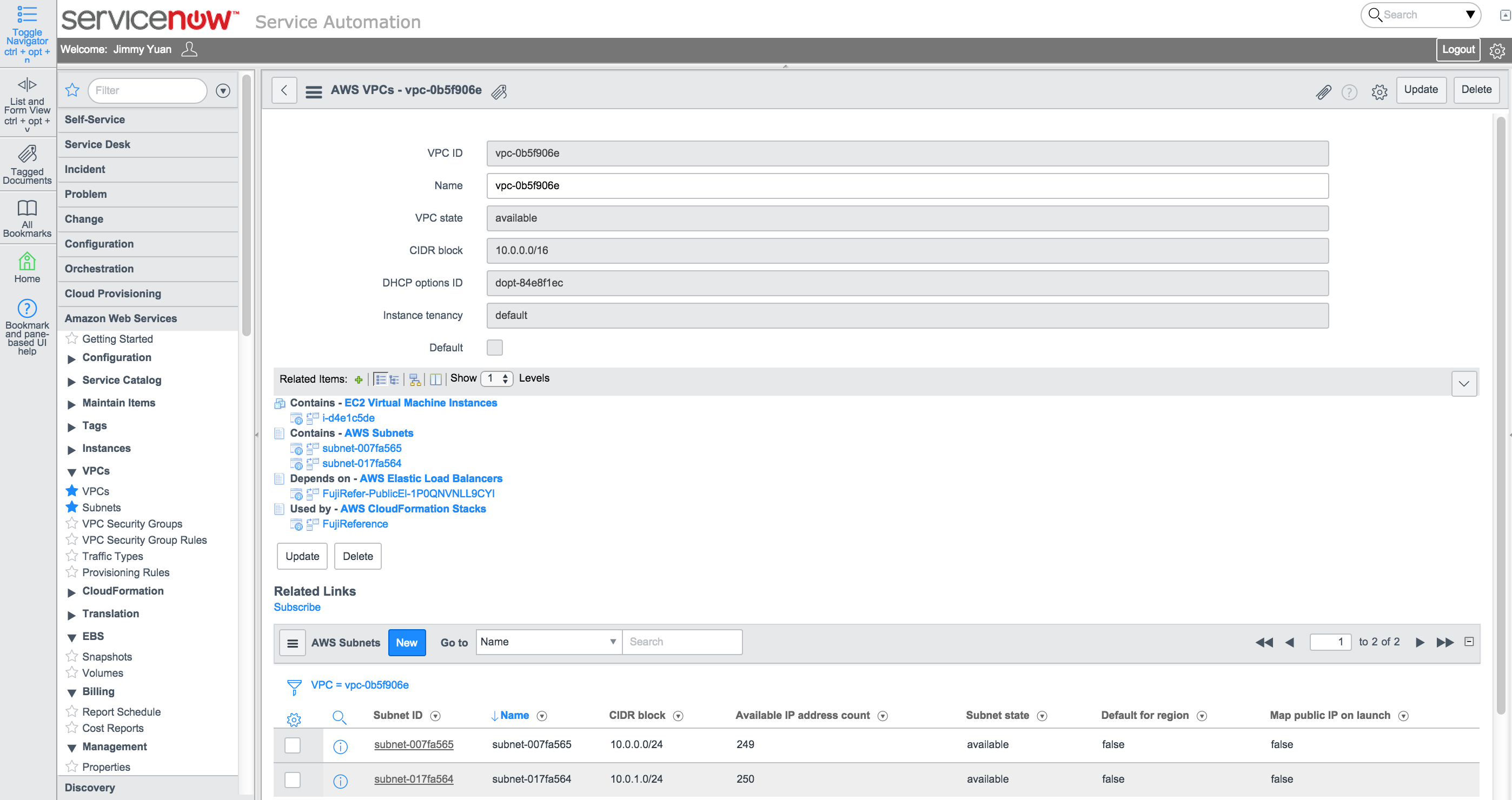 AWS AWS Config ServiceNow